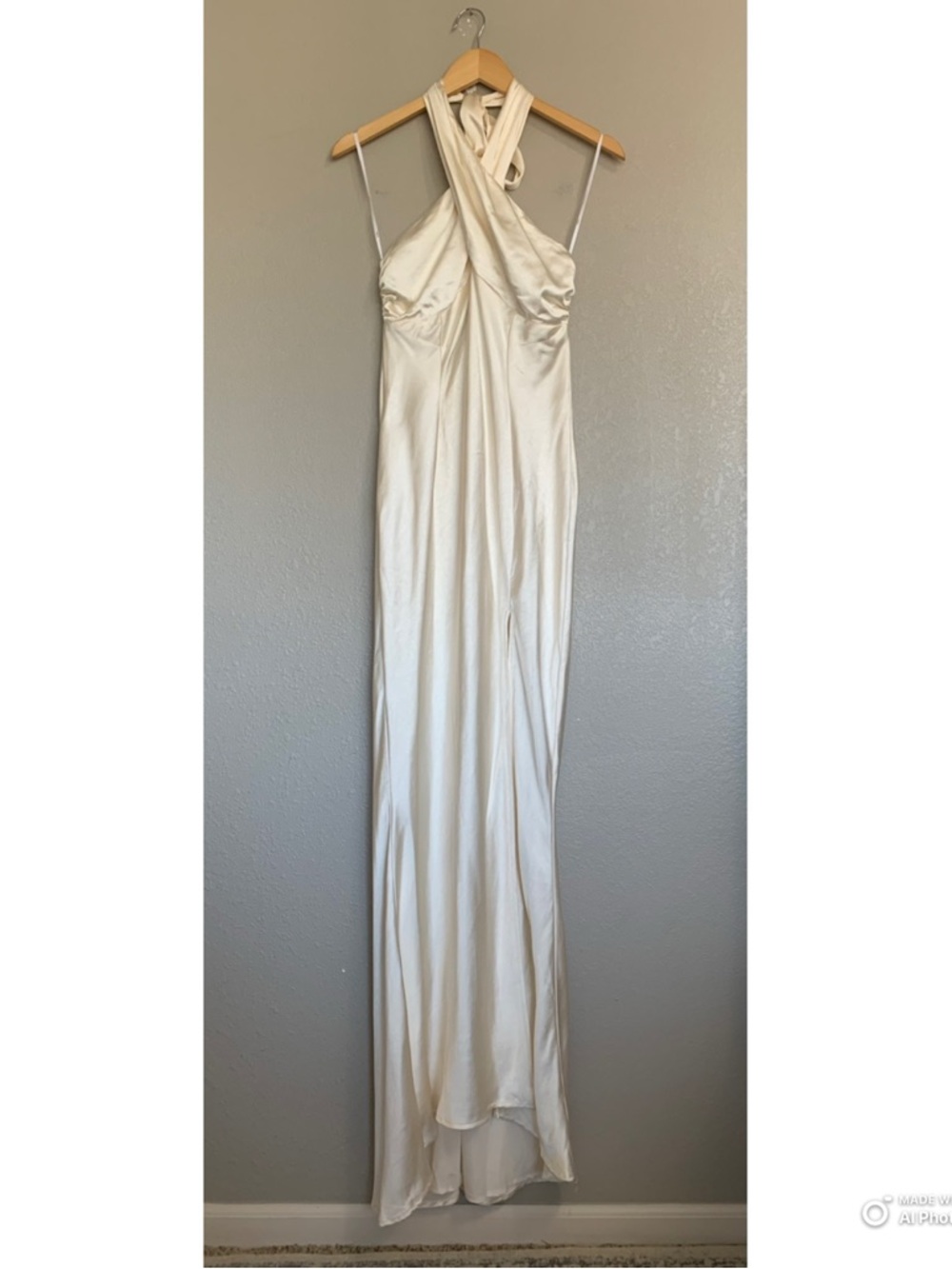 Lulus Large Start of Forever Ivory Satin Halter Mermaid Maxi Dress NWT Wedding - Picture 3 of 15